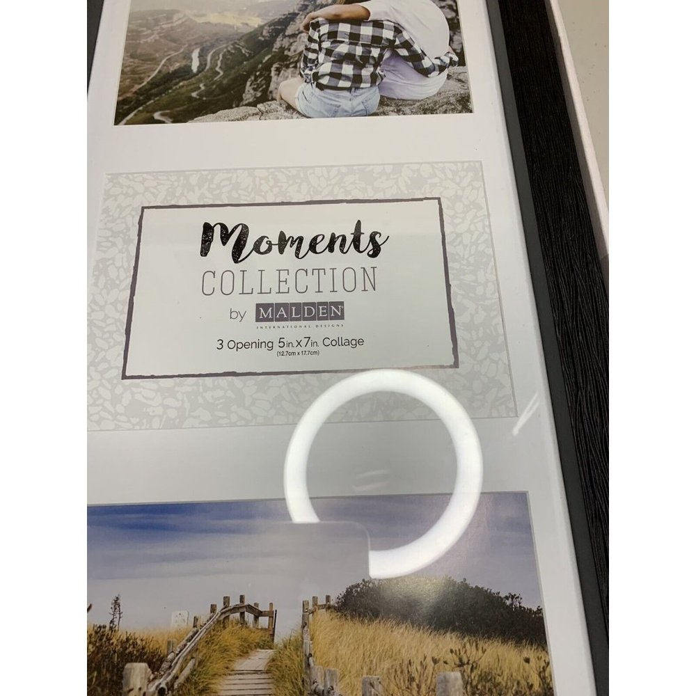 Malden 5x7 3-Opening Collage Picture Frame Displays Three Black
